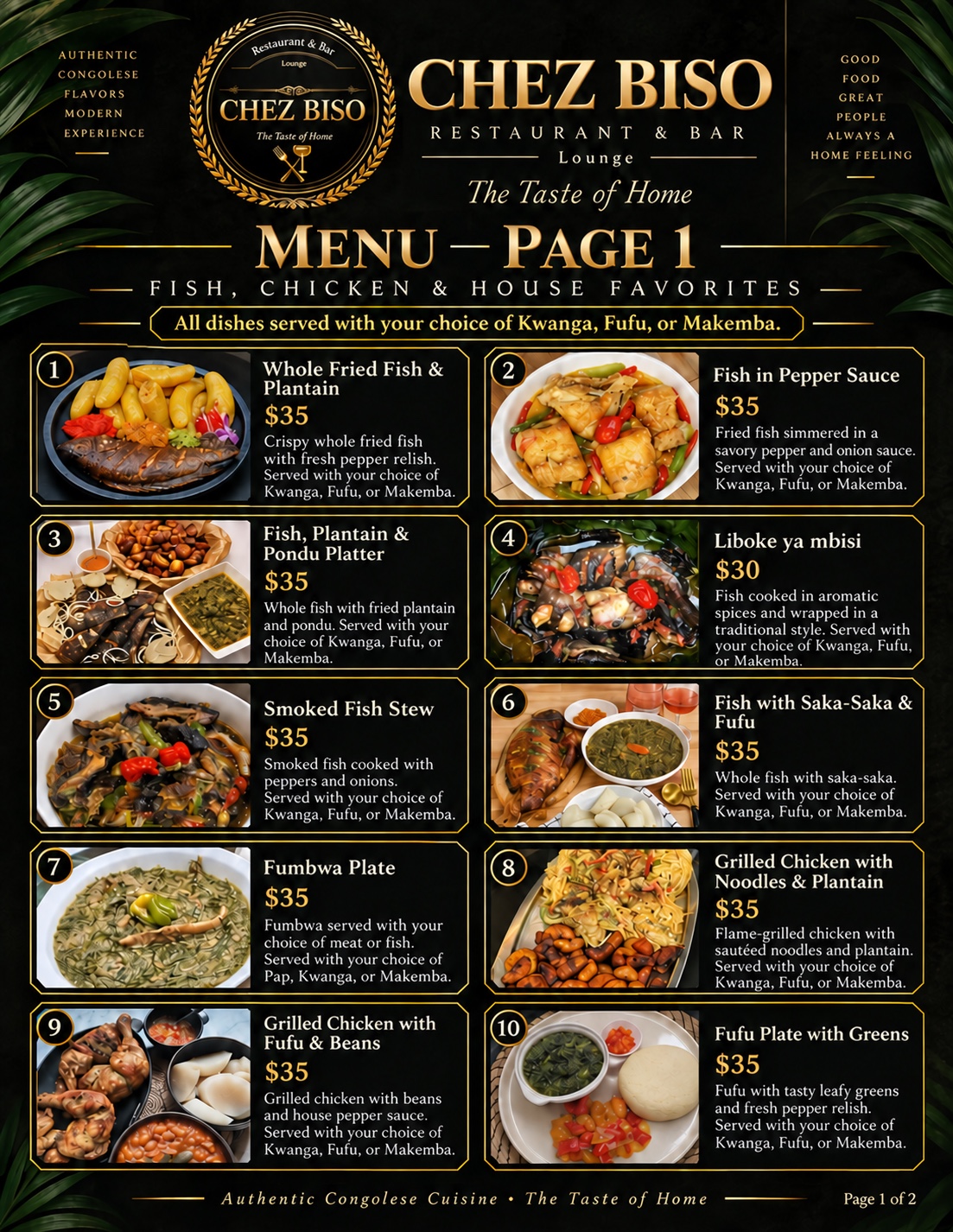 Chez Biso menu page 1