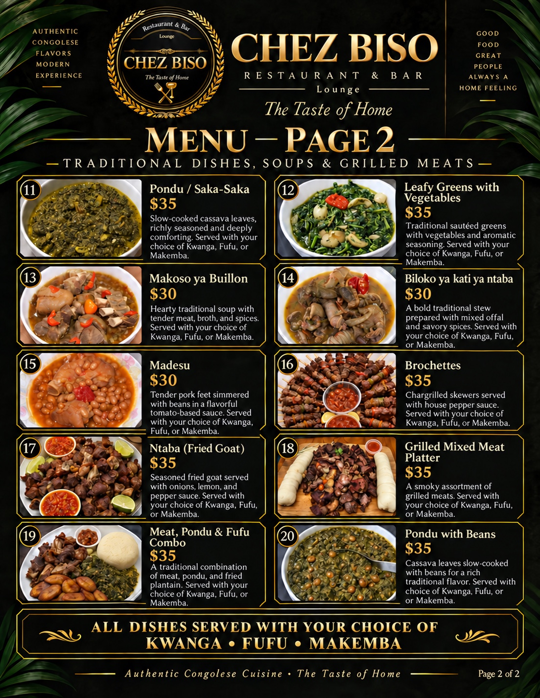 Chez Biso menu page 2
